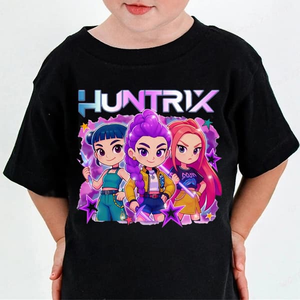 Huntrix Demon Hunters T-shirt – Barn K-Pop Stil Huntrix Demon Hunters T-shirt – Barn K-Pop Stil